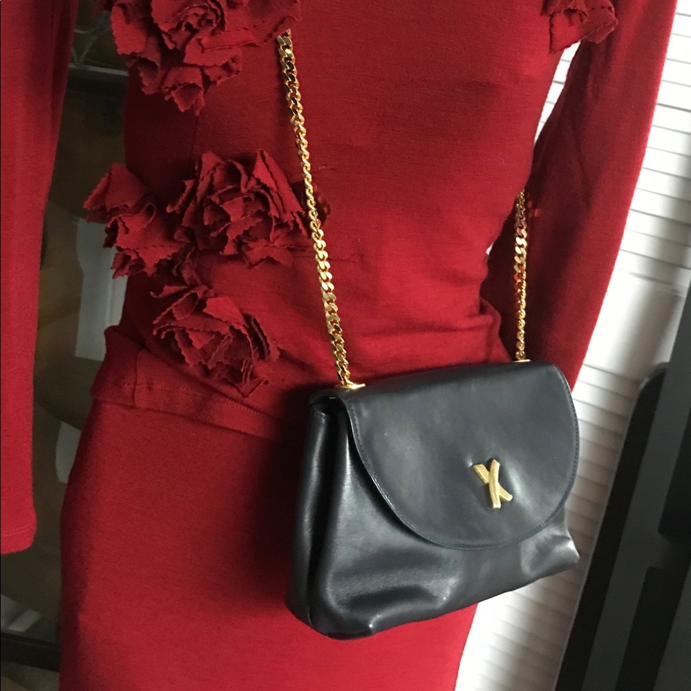 paloma picasso black leather vintage bag